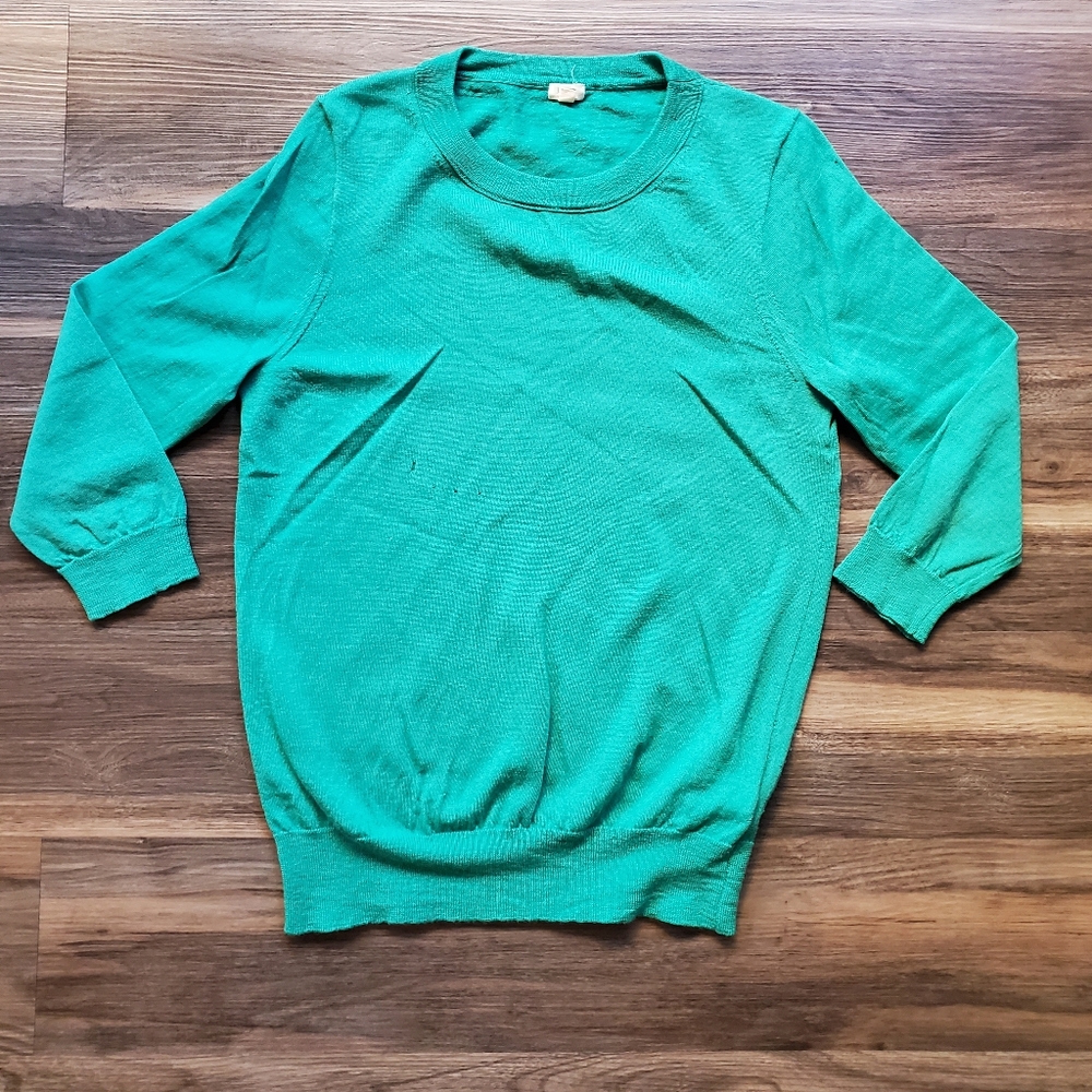 Jcrew Teal Emerald Green Merino Wool Sweater